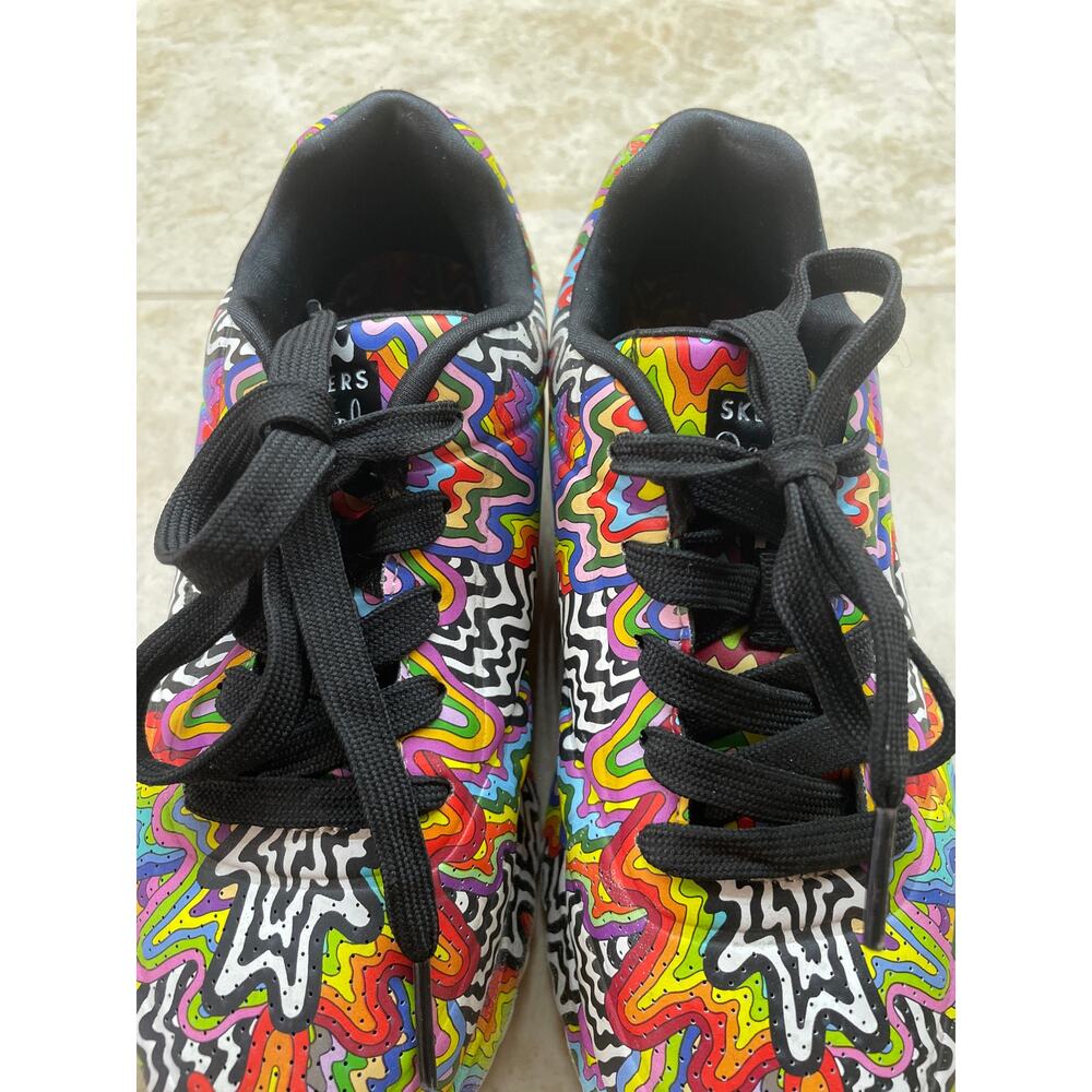 Skechers Sneakers Jen Stark Kids Size 1 Psychedelic Rainbow Art Shoes Swirl Shoe - Picture 8 of 13